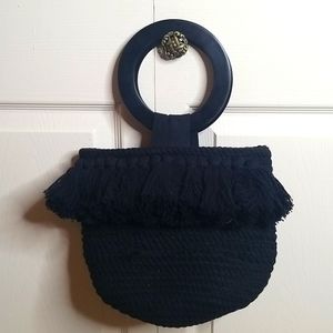 Anthropologie Woven Bag with Plastic Rings
